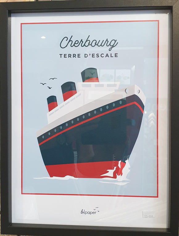 affiche encadrée Cherbourg terre d'escale