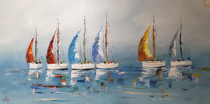 Peinture bateaux multicolores